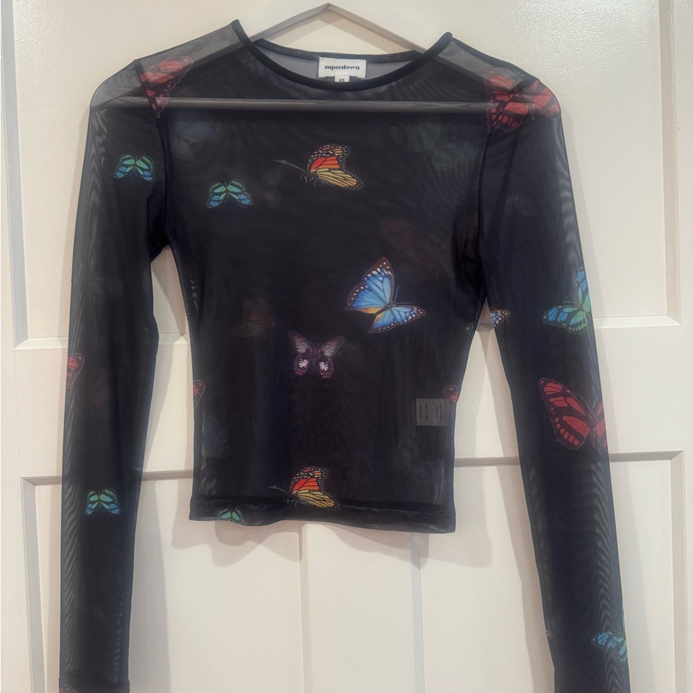 REVOLVE Superdown Black ARI Mesh Top